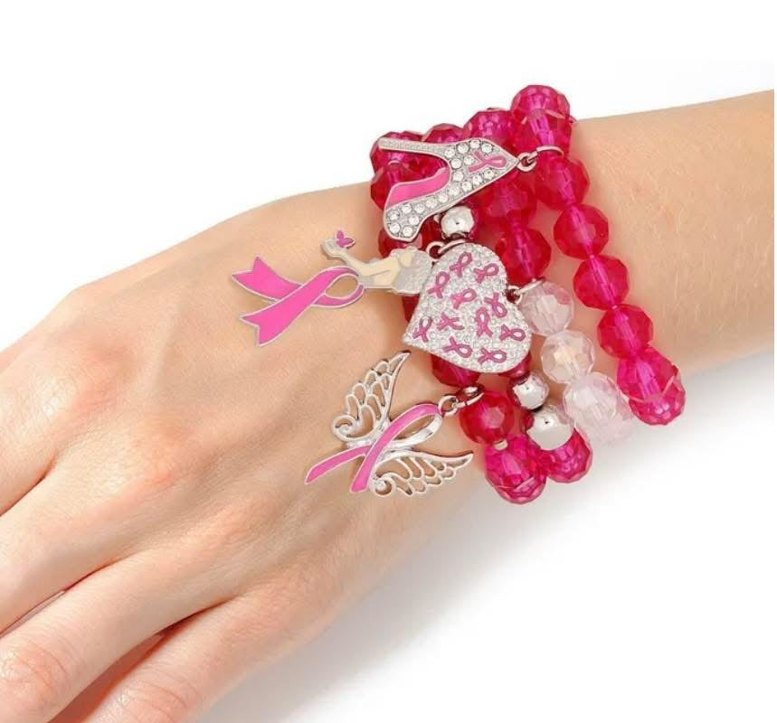 Dark Pink Breast Cancer Awareness Bracelet